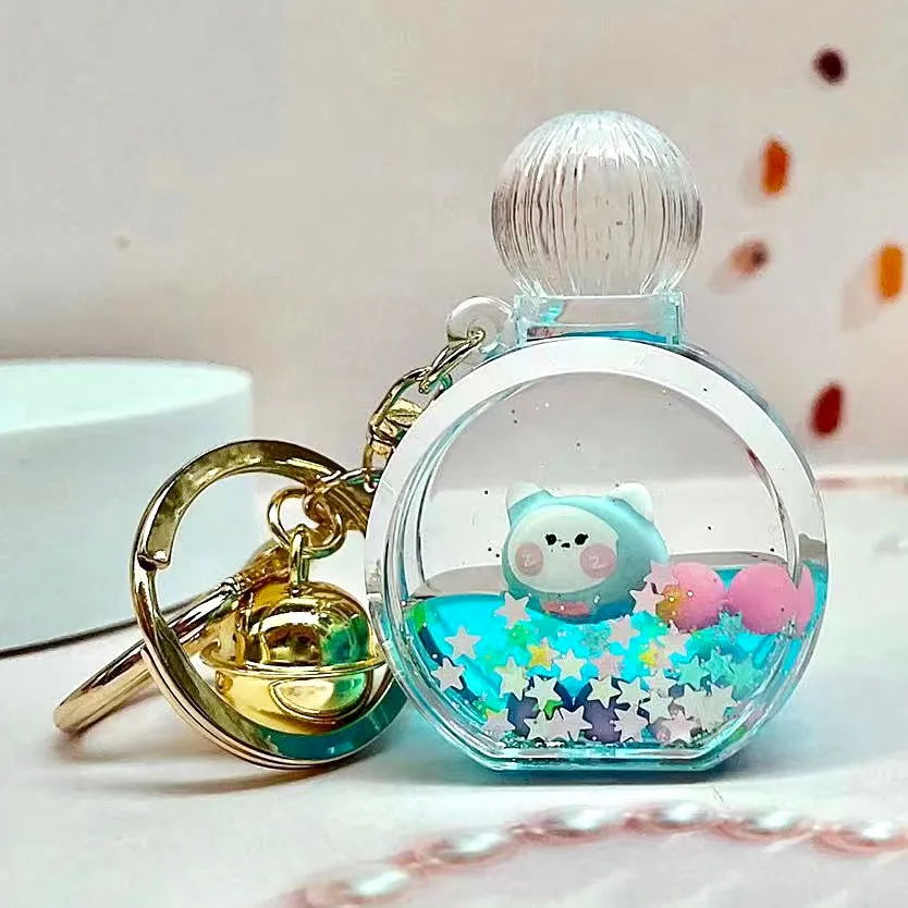 12114 KITTY PERFUME BOTTLE FLOATY KEY CHARM-12