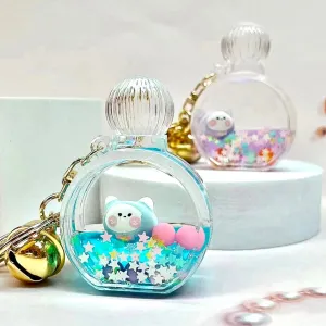 12114 KITTY PERFUME BOTTLE FLOATY KEY CHARM-12