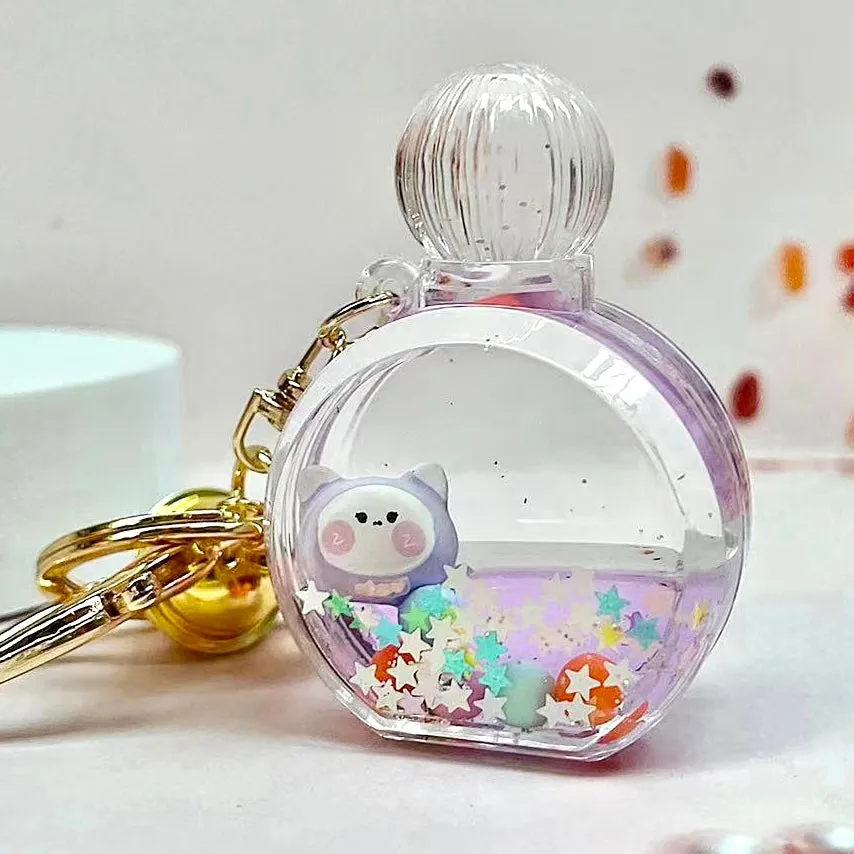 12114 KITTY PERFUME BOTTLE FLOATY KEY CHARM-12