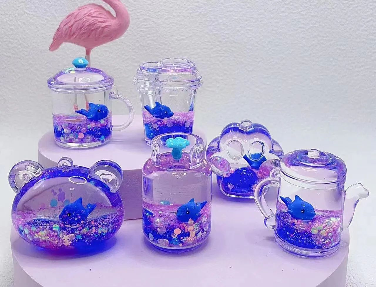 12129 BLUE DOLPHIN COMBO FLOATY KEY CHARM-12