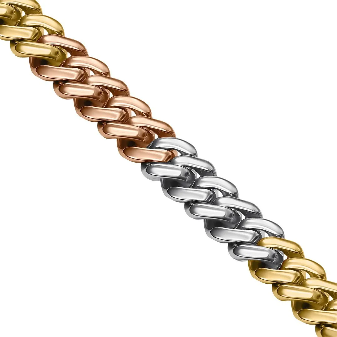 14k Tri Tone Gold Diamond Cuban Chain 11.42 Ctw
