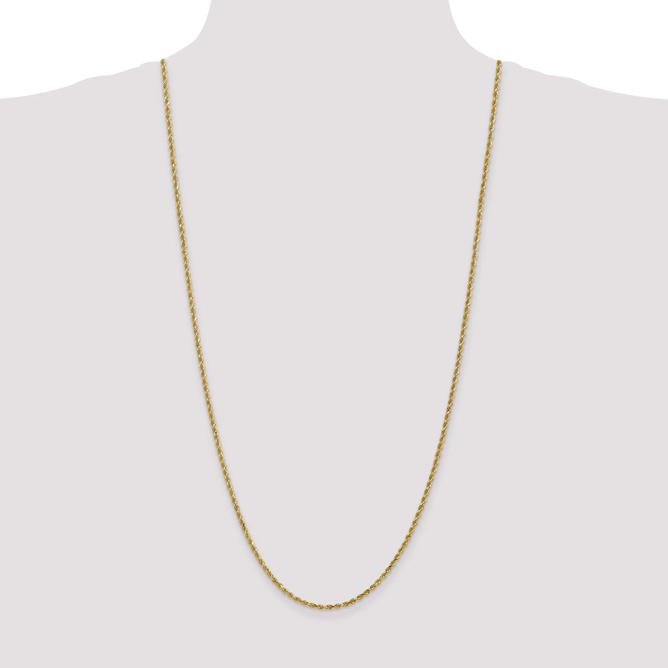 14k Yellow Gold 2.25mm Diamond Cut Rope Chain