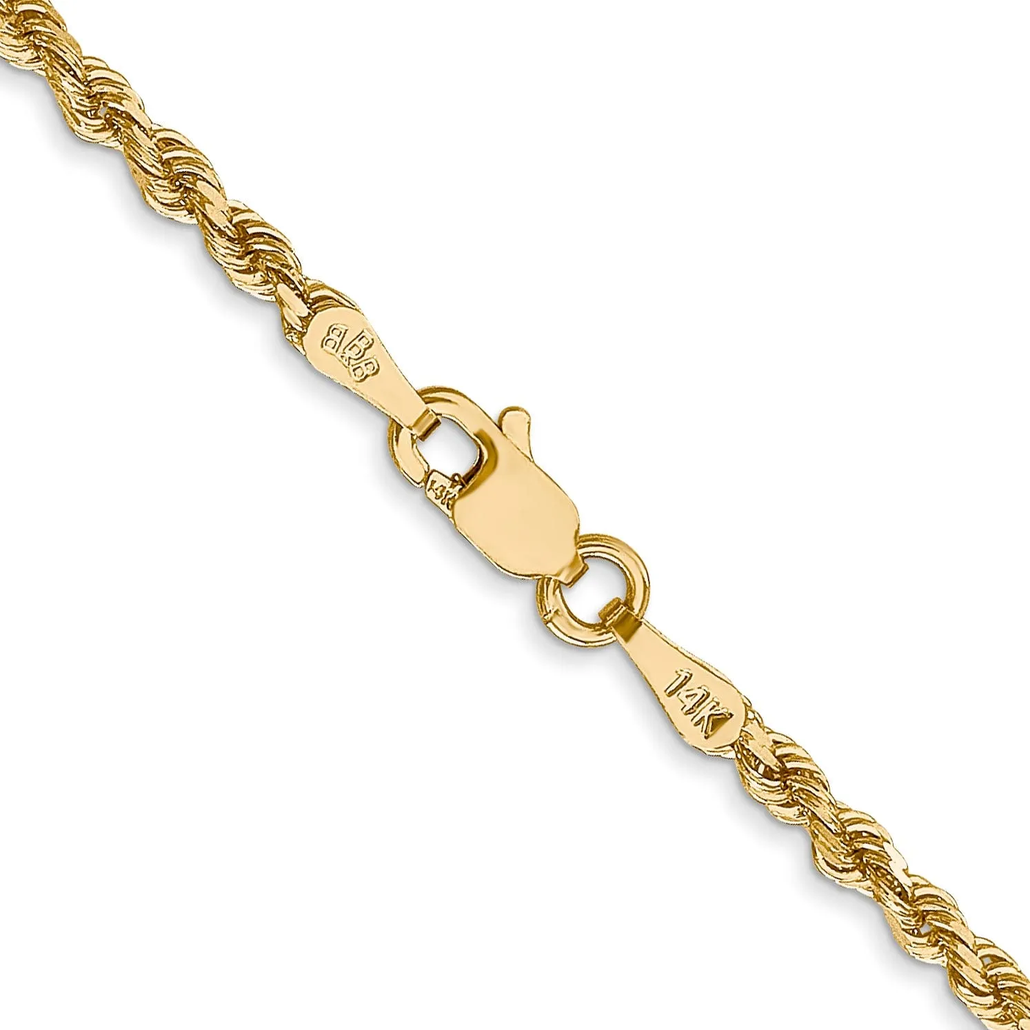14k Yellow Gold 2.25mm Diamond Cut Rope Chain