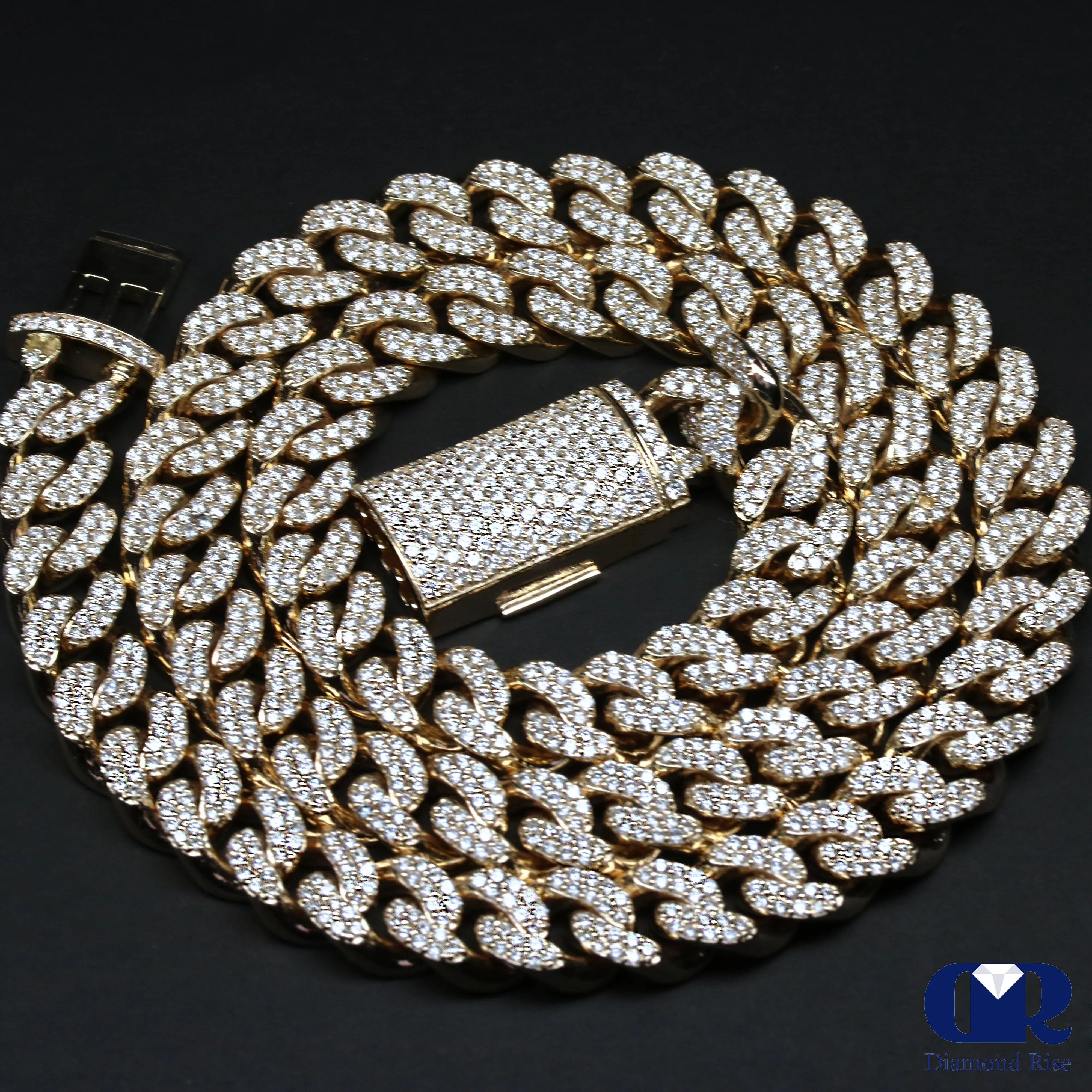 14K Yellow Gold Diamond Miami Cuban Link Chain 20" 12mm 21.70 Ct
