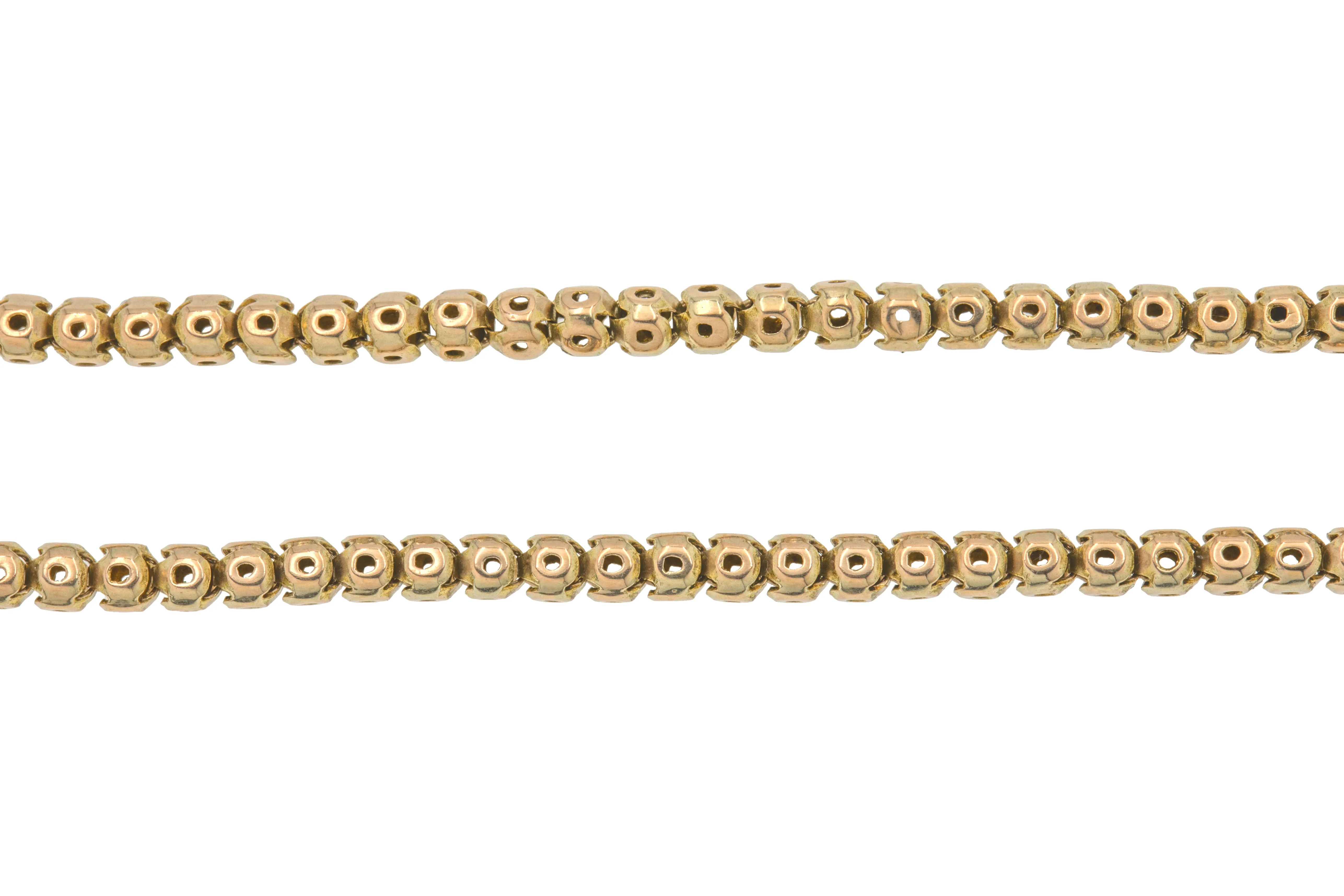 19.5" Antique 9ct Gold Pierced Chain, Ball & Fetter Details (8g)