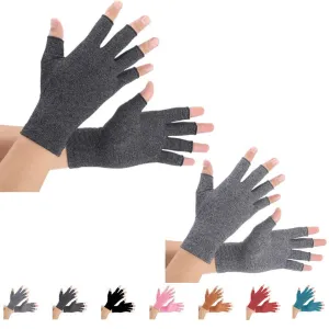 2 Pairs Arthritis Compression Gloves for Arthritis Pain Relief, Rheumatoid, Osteoarthritis and Carpal Tunnel for Men and Women, Fingerless for Typing (Small, Black Gray) Small (2 Pair)