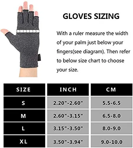2 Pairs Arthritis Compression Gloves for Arthritis Pain Relief, Rheumatoid, Osteoarthritis and Carpal Tunnel for Men and Women, Fingerless for Typing (Small, Black Gray) Small (2 Pair)