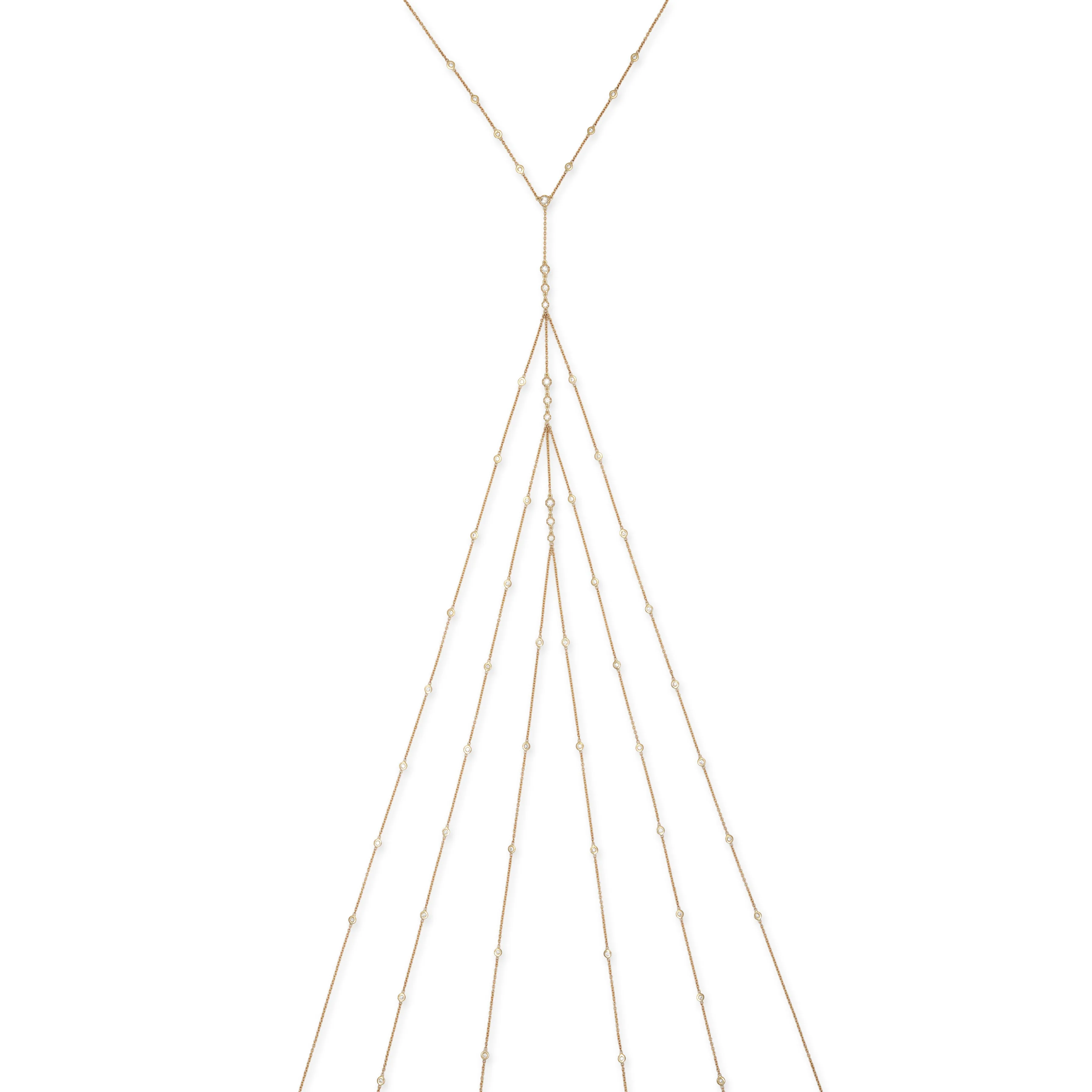 3X3 GRADUATED SOPHIA DIAMOND CENTER   TRIPLE ROW DIAMOND BODYCHAIN