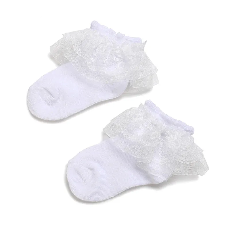 4 Pairs of Cute Lace Cotton Baby Socks 0-1 Years Old Boys and Girls