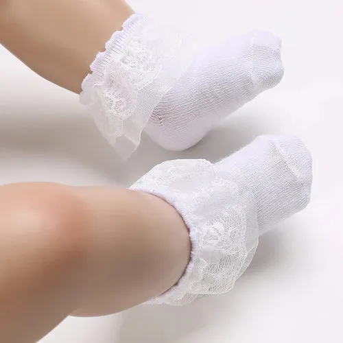 4 Pairs of Cute Lace Cotton Baby Socks 0-1 Years Old Boys and Girls