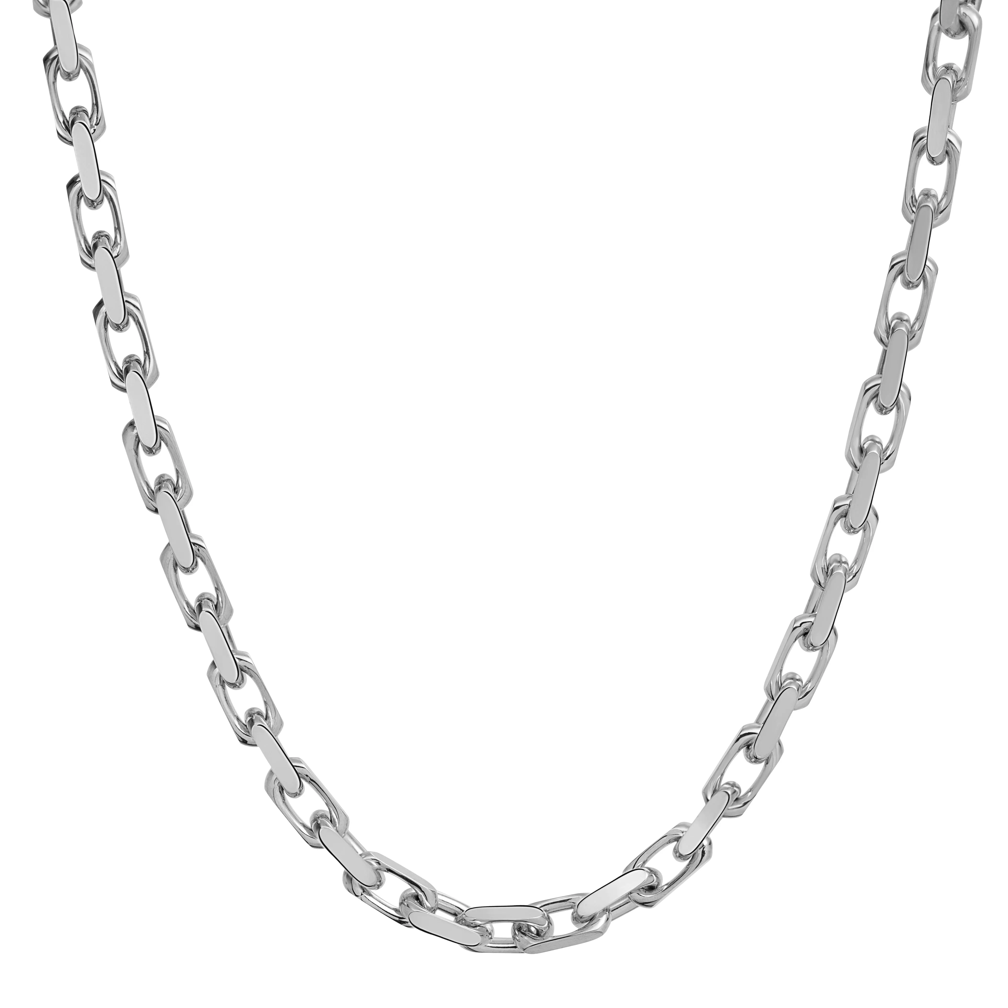 5mm Chunky Box Link Chain Necklace 14K Solid White Gold