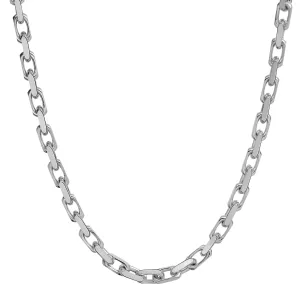 5mm Chunky Box Link Chain Necklace 14K Solid White Gold