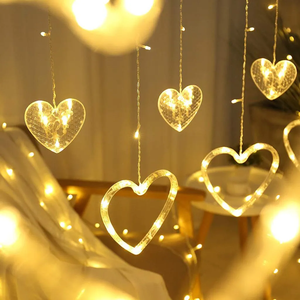 6 6 LED Love Heart String Lights (Warm White) - H02542