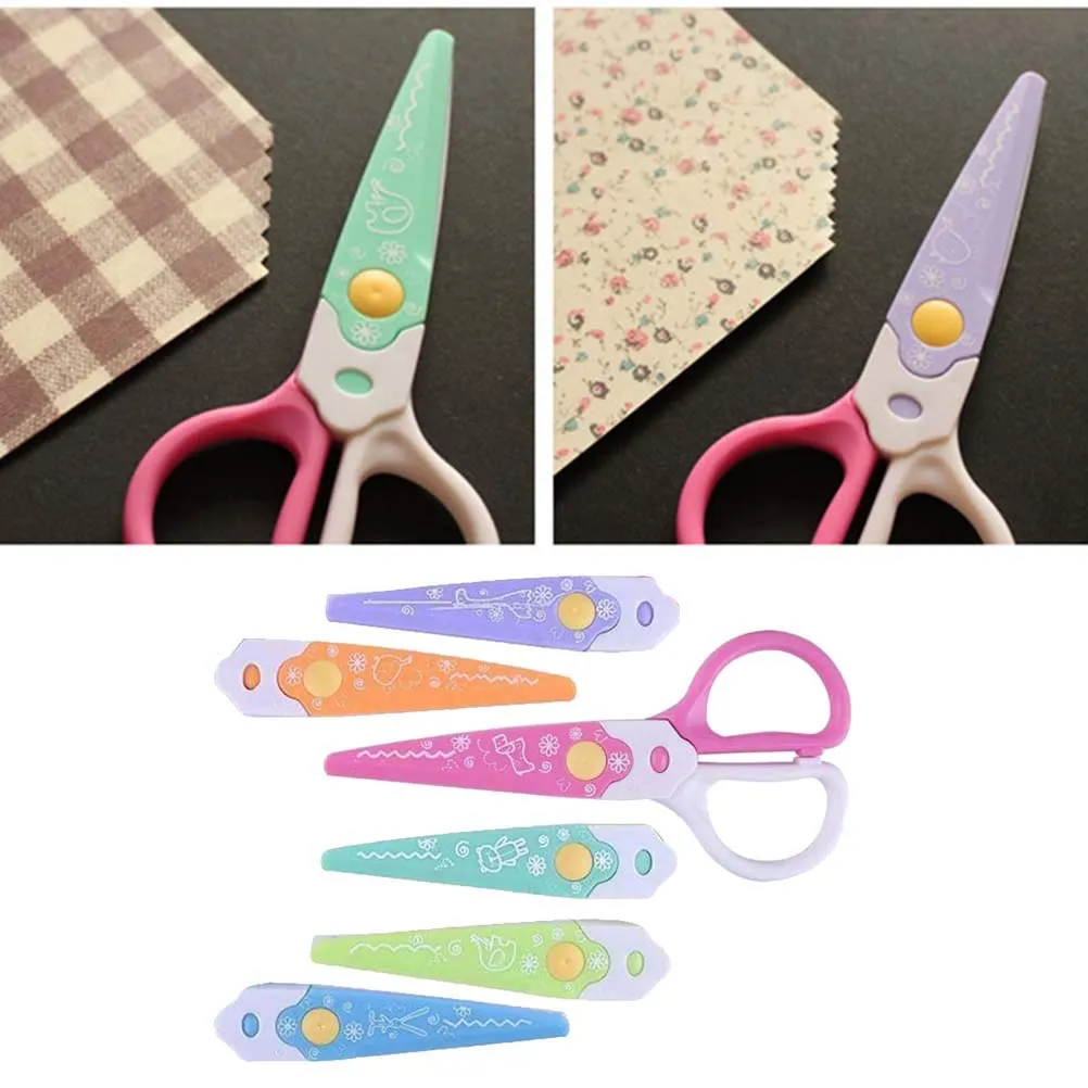 6 Pcs Colorful Zigzag Craft Plastic Scissors - H00137