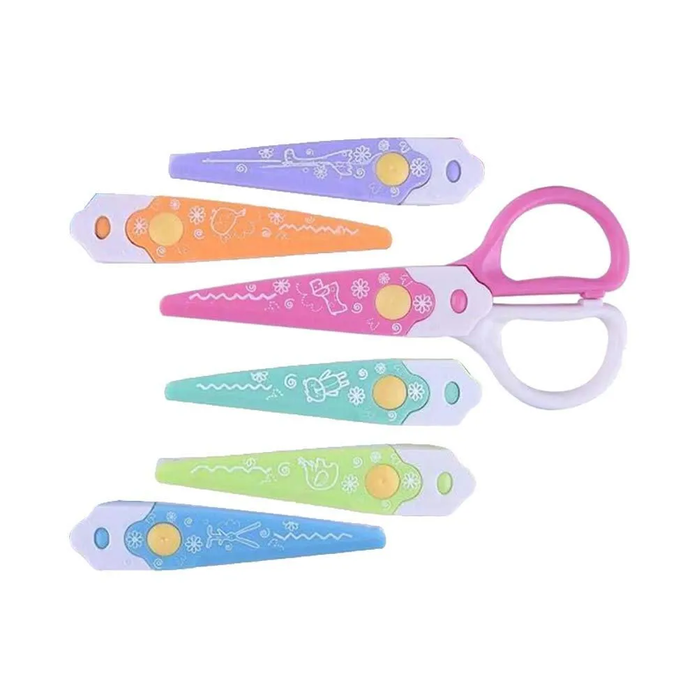 6 Pcs Colorful Zigzag Craft Plastic Scissors - H00137