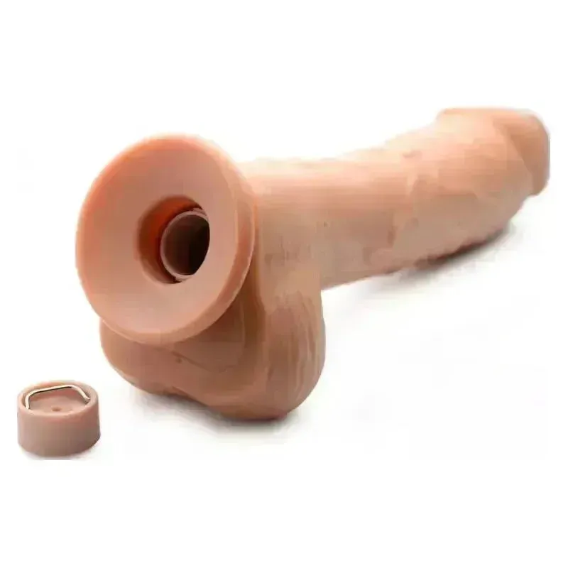 8.5in Dual Density Squirting Dildo Medium Skin Tone w Remote
