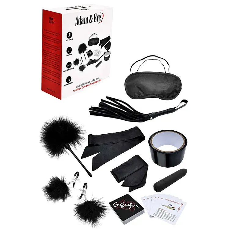 Adam & Eve MIDNIGHT MOODS COLLECTION -  Couples Bondage Kit - Set of 10 Pieces