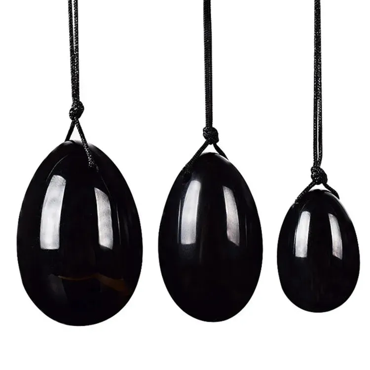 All Natural Rose Quartz, Jade and Onyx Kegel Exercise Yoni Eggs