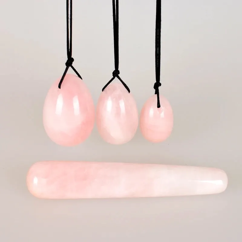 All Natural Rose Quartz, Jade and Onyx Kegel Exercise Yoni Eggs