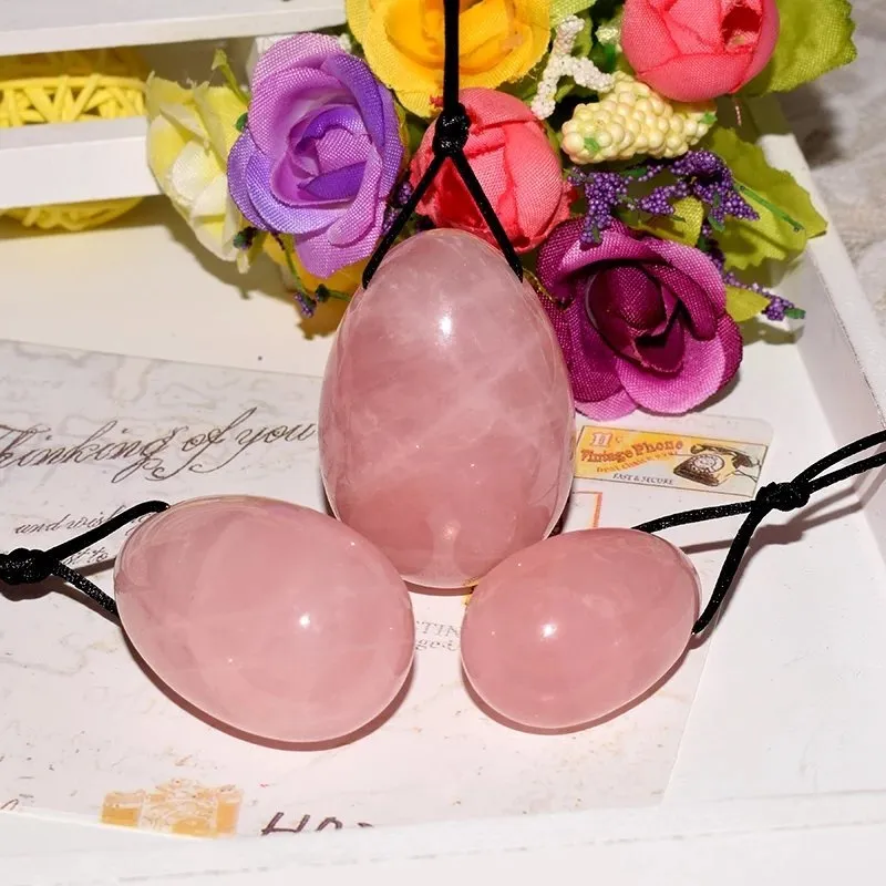All Natural Rose Quartz, Jade and Onyx Kegel Exercise Yoni Eggs