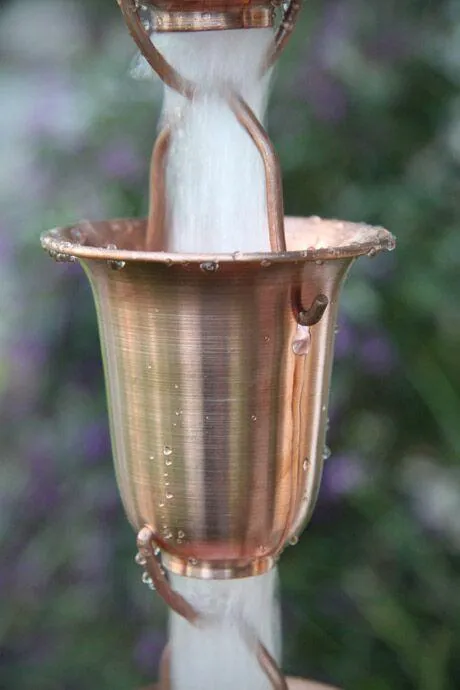 Aluminum Bell Cup Rain Chain - 4 Color Options | Decorative Downspout