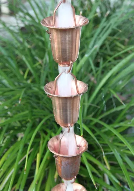 Aluminum Bell Cup Rain Chain - 4 Color Options | Decorative Downspout