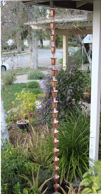 Aluminum Bell Cup Rain Chain - 4 Color Options | Decorative Downspout