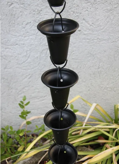 Aluminum Bell Cup Rain Chain - 4 Color Options | Decorative Downspout