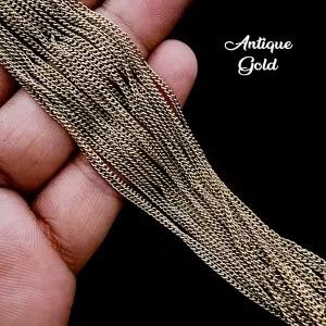 ANTIQUE GOLD POLISHED CHAINS' SIZE APPROX '2-3 MM CHAIN LENGTH APPROX 70-75 CM SOLD BY 3 PIECES CUTTING PACK