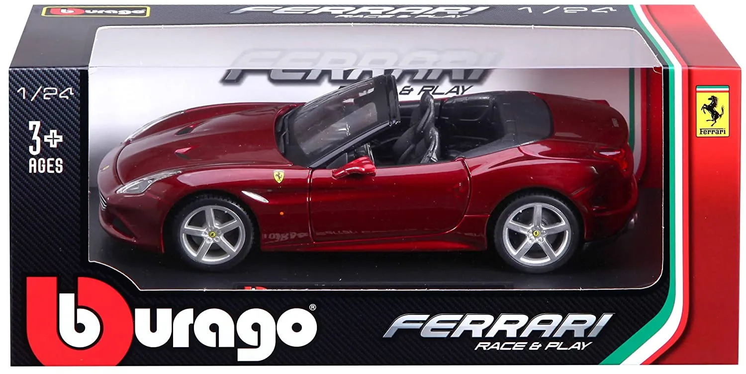 Bburago  Ferrari Race and Play California T Open top Diecast Car - Maroon