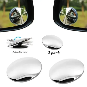 Blind Spot Round Wide Angle Adjustable Convex Rear View Mirror - Pack of 2 - H01045