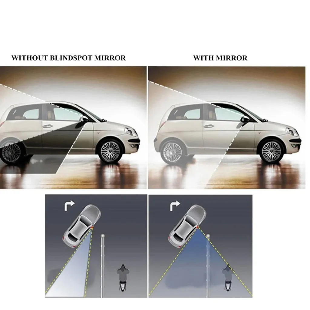 Blind Spot Round Wide Angle Adjustable Convex Rear View Mirror - Pack of 2 - H01045