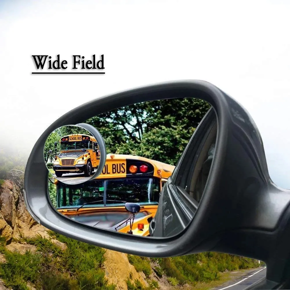Blind Spot Round Wide Angle Adjustable Convex Rear View Mirror - Pack of 2 - H01045