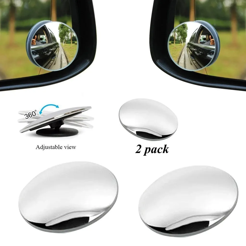 Blind Spot Round Wide Angle Adjustable Convex Rear View Mirror - Pack of 2 - H01045
