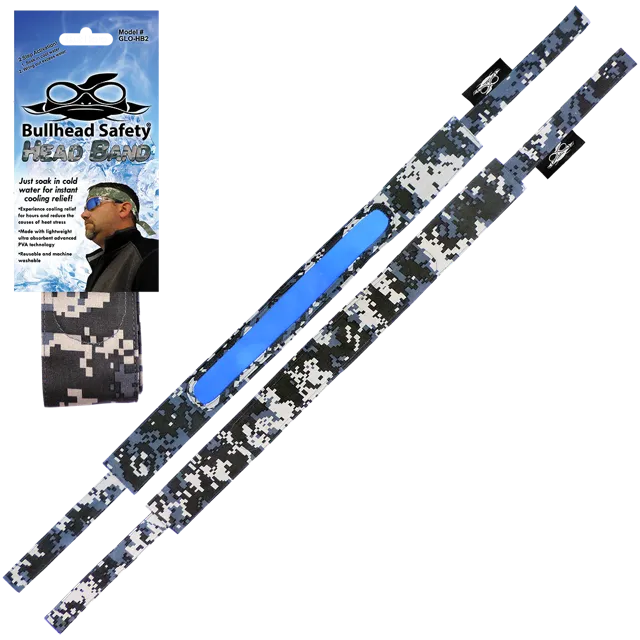 Bullhead Safety® Cooling Head Band available in Red Paisley, Camo, Blue and Hi-Vis yellow