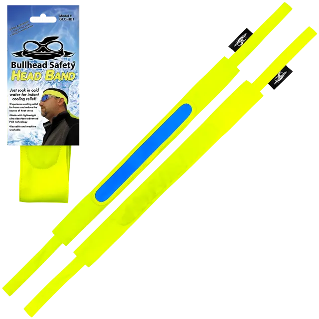 Bullhead Safety® Cooling Head Band available in Red Paisley, Camo, Blue and Hi-Vis yellow