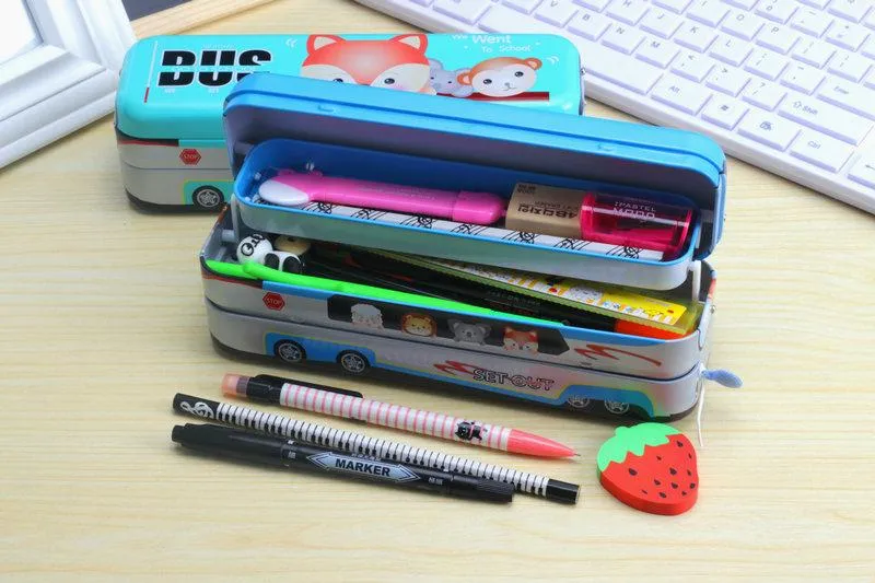 Bus Shaped Metal Pencil Box ( 1 Pc ) - H00756