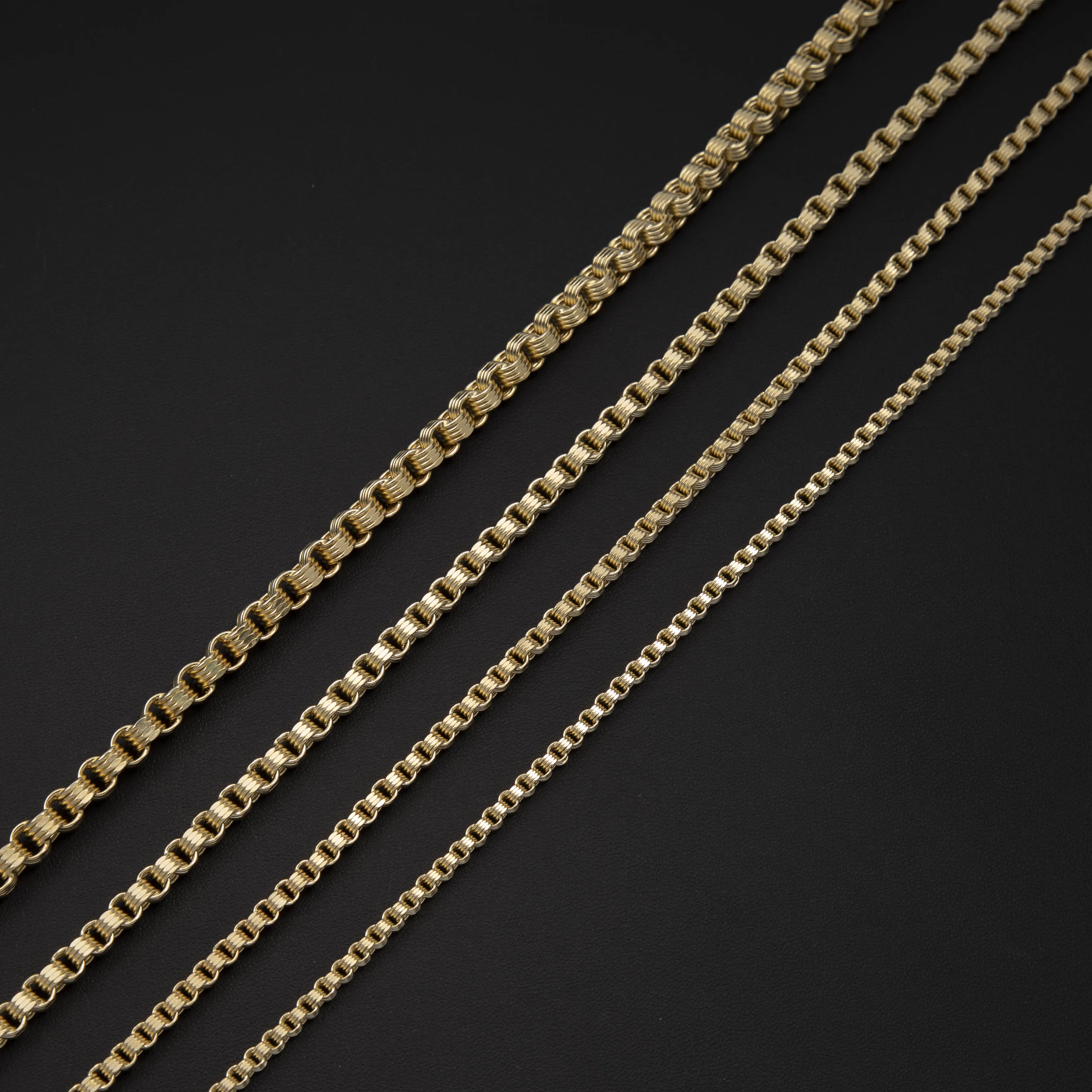Byzantine Rolo Link Chain Necklace 10K Yellow Gold - Hollow