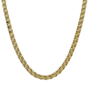 Byzantine Rolo Link Chain Necklace 10K Yellow Gold - Hollow