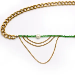 Dangly Green Pearl Belly Chain