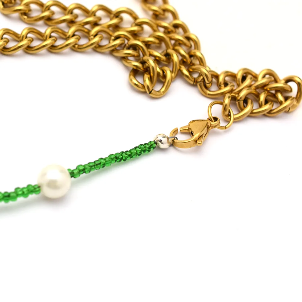 Dangly Green Pearl Belly Chain