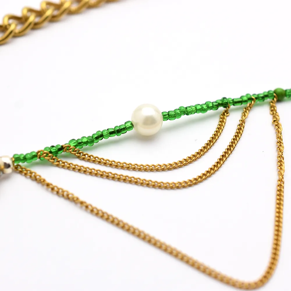 Dangly Green Pearl Belly Chain