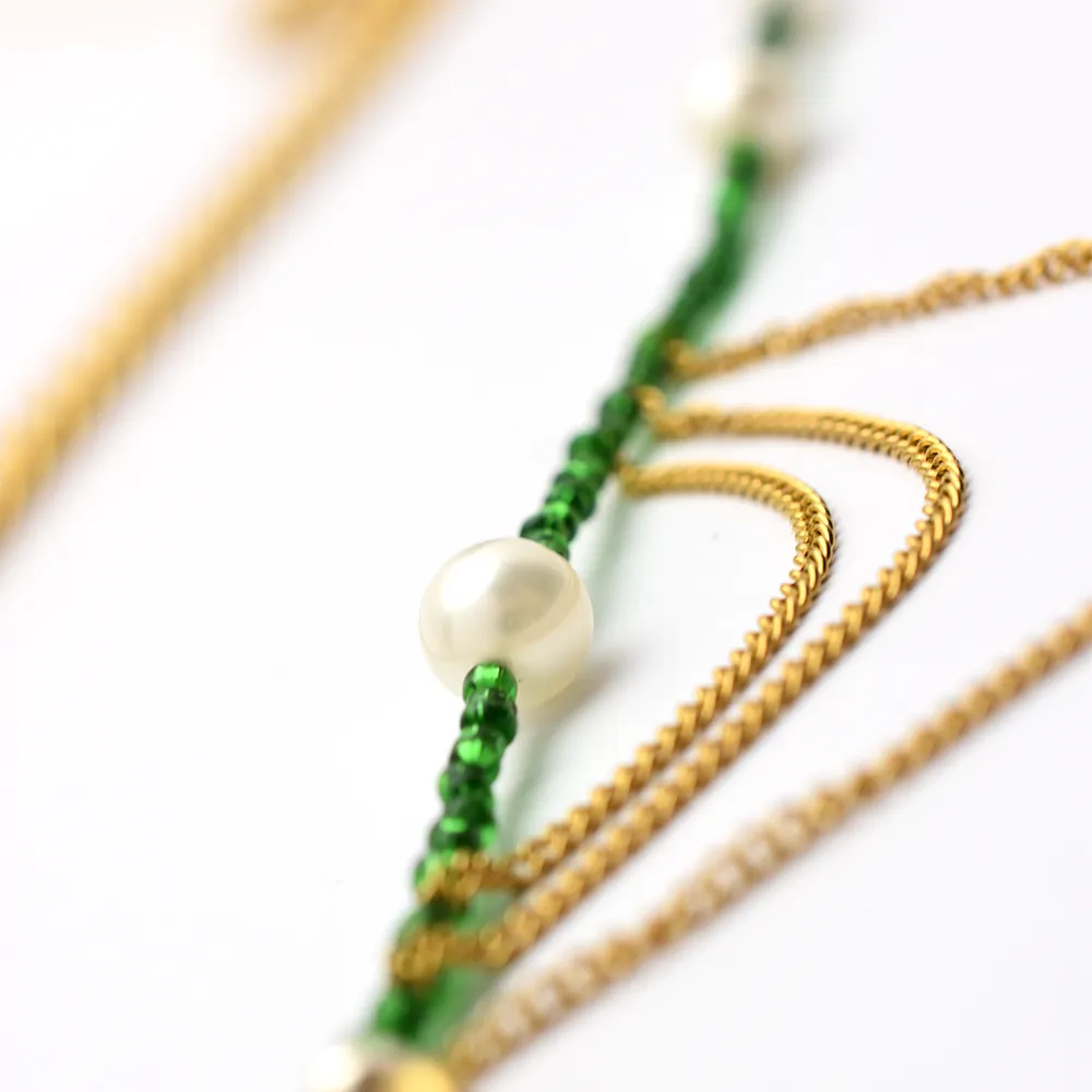 Dangly Green Pearl Belly Chain