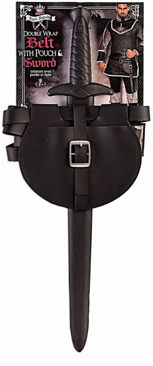 Dark Royalty Medieval King Sword w/ Belt & Pouch Plastic Costume Weapon Set