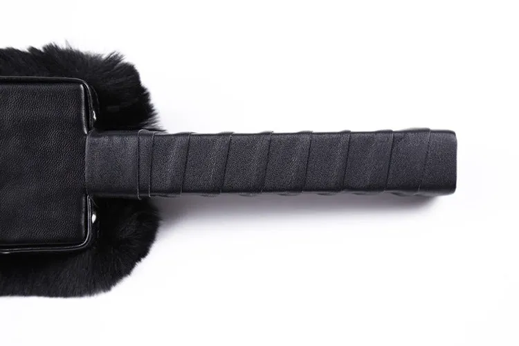 Double Sided Fluffy Bondage Paddle with a Faux Leather Base