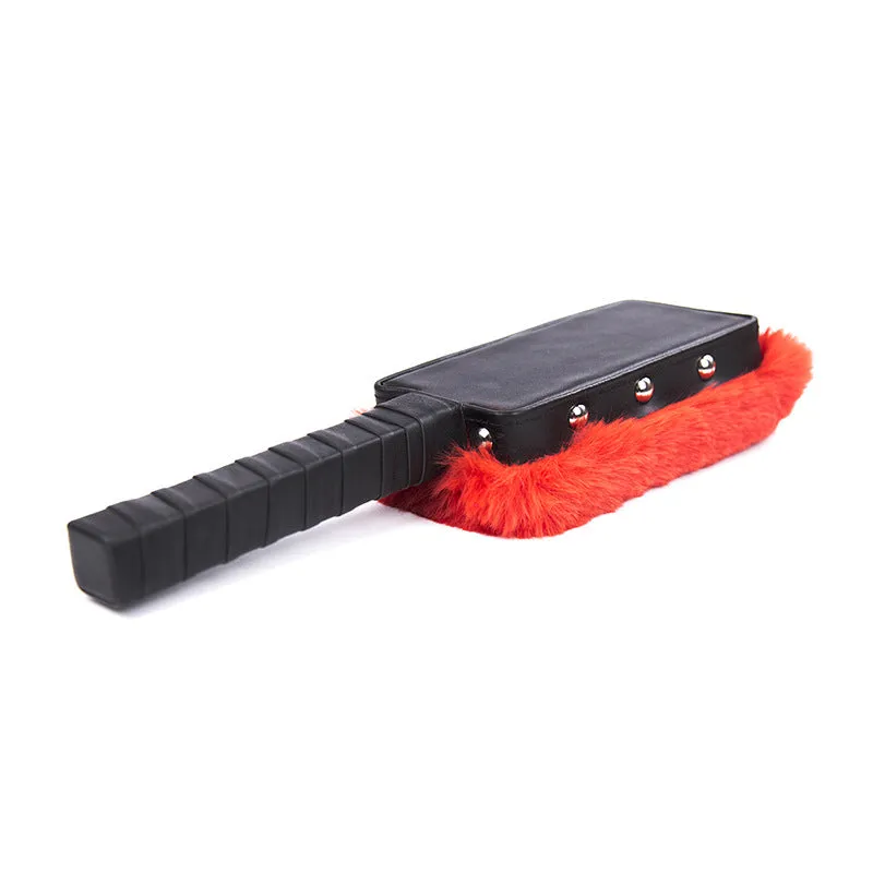 Double Sided Fluffy Bondage Paddle with a Faux Leather Base