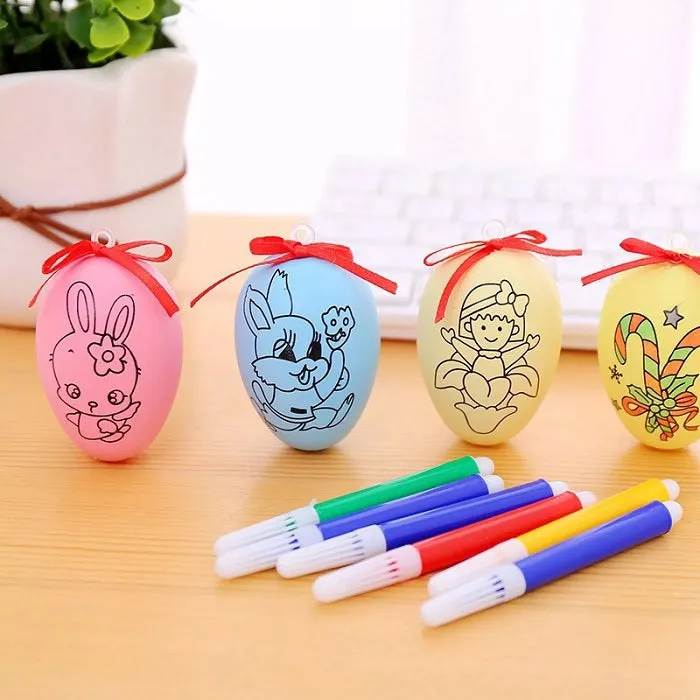 Eggshell Hand Painting (1 Plastic Egg Shell & 4 Sketch Pen) - H03049
