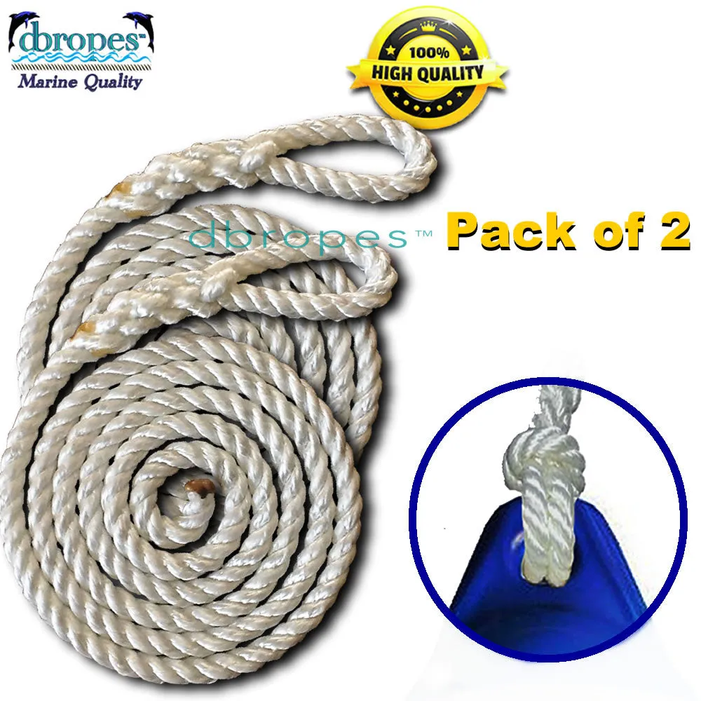 Fender Whips 100% Nylon Rope 3/8' X 6' - Pack of 2 (Fenders NOT included)