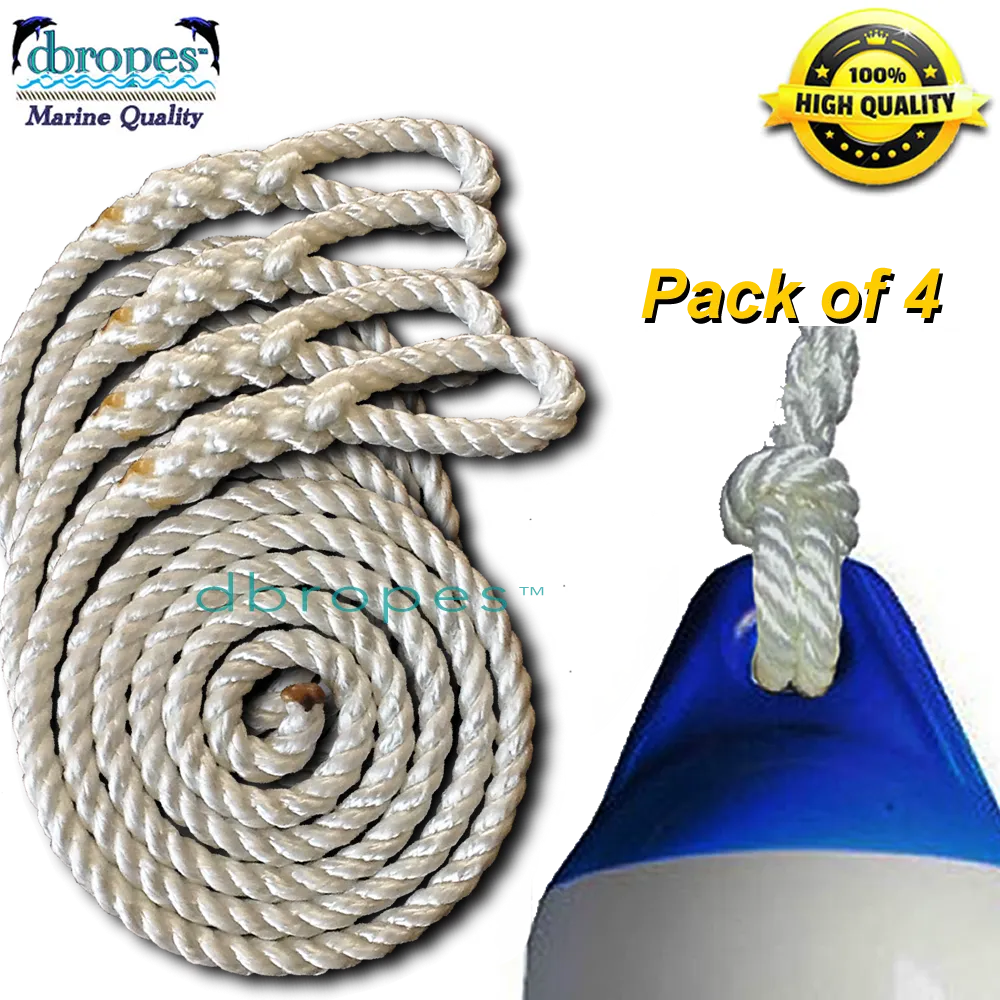 Fender Whips 100% Nylon Rope 3/8' X 6' - Pack of 4 (Fenders NOT included)