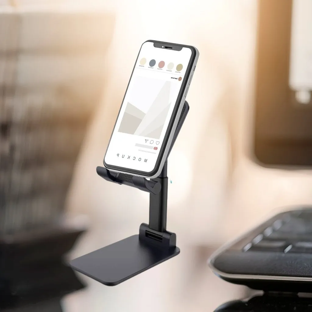 Foldable Mobile Stand with Angle Adjustable Desktop Table Mobile Holder - H02604